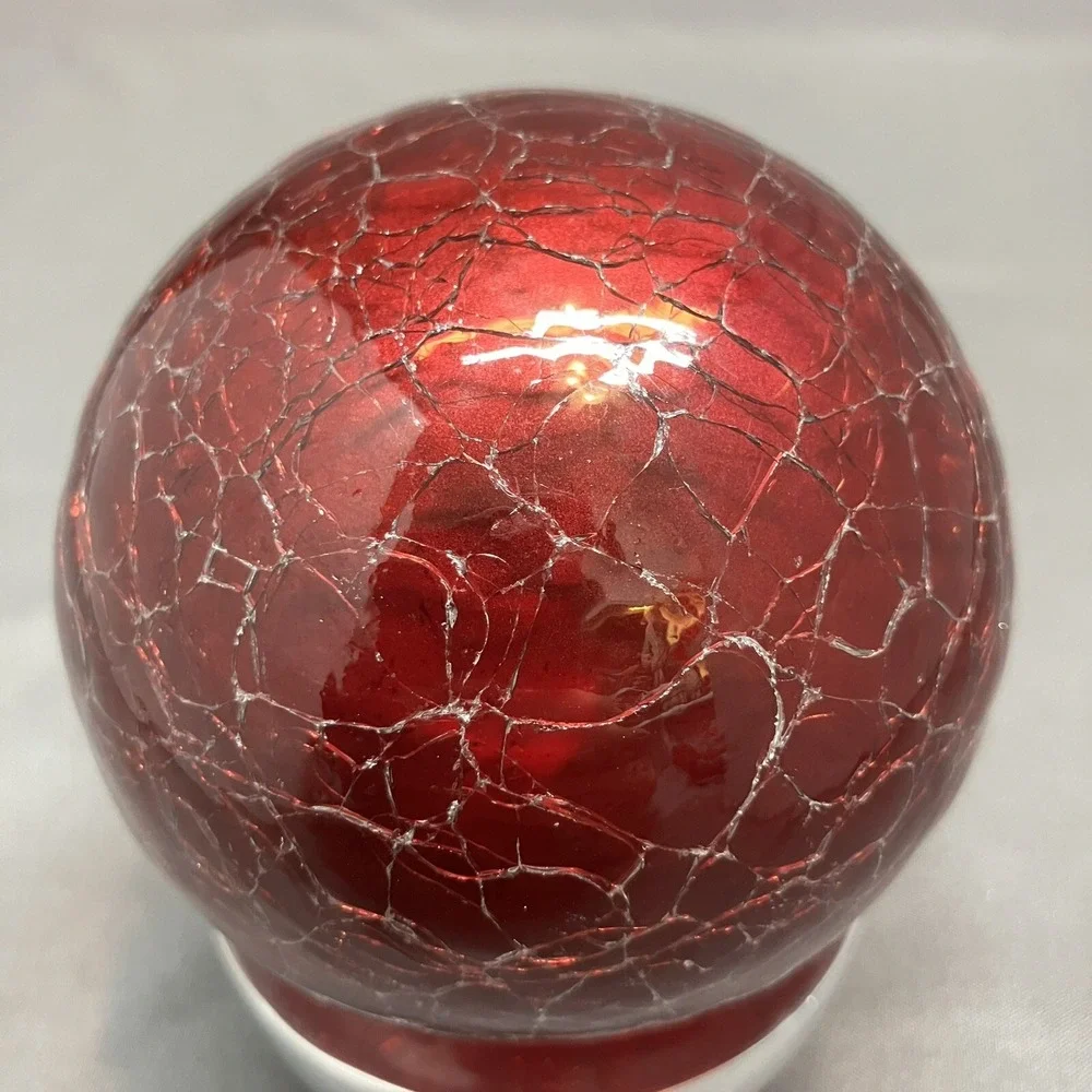 Vintage Red Crackle Ball Christmas Ornament /3